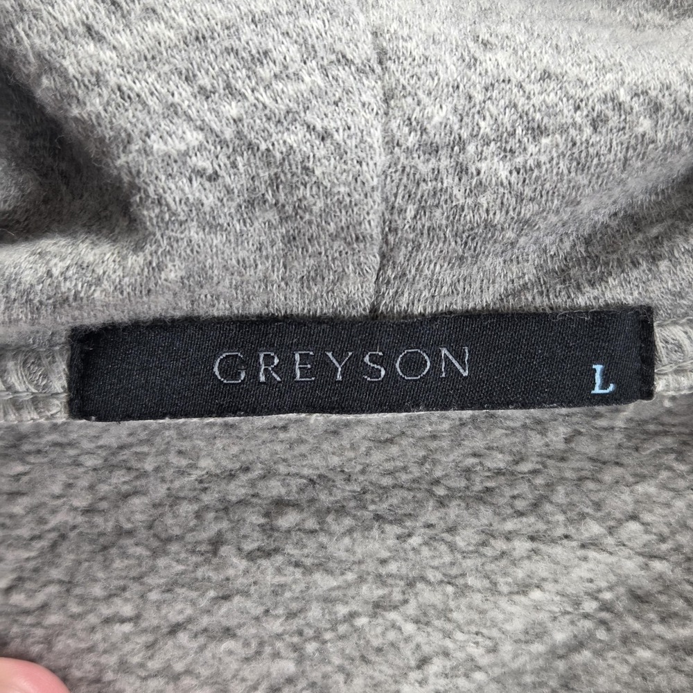 Greyson Hoodie Mens Large Gray Fleece Pullover High Neck Kangaroo Pocket Logo - Picture 5 of 9